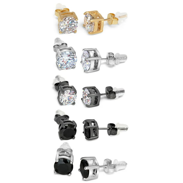 Details about   Buyless Fashion Girls Stud Earrings White Round And Black Crystal CZ 2 Pair Pack 
